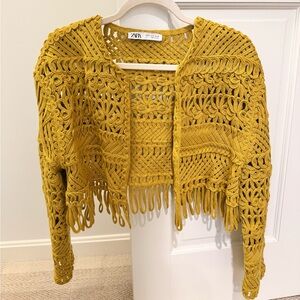 Zara Yellow Crochet Cardigan
